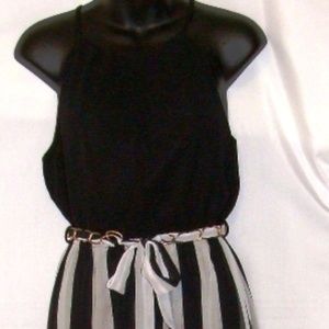 DOUBLE ZERO BLACK & WHITE SLEEVELESS MAXI DRESS